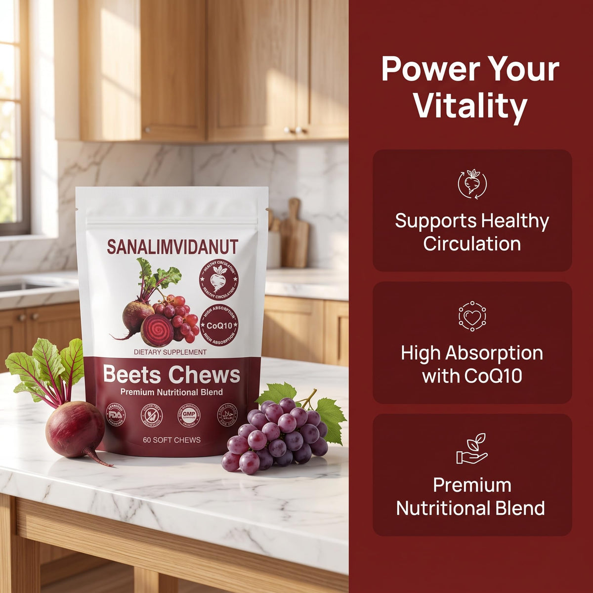 Beet Chews 4-in-1, 60 Count A2867