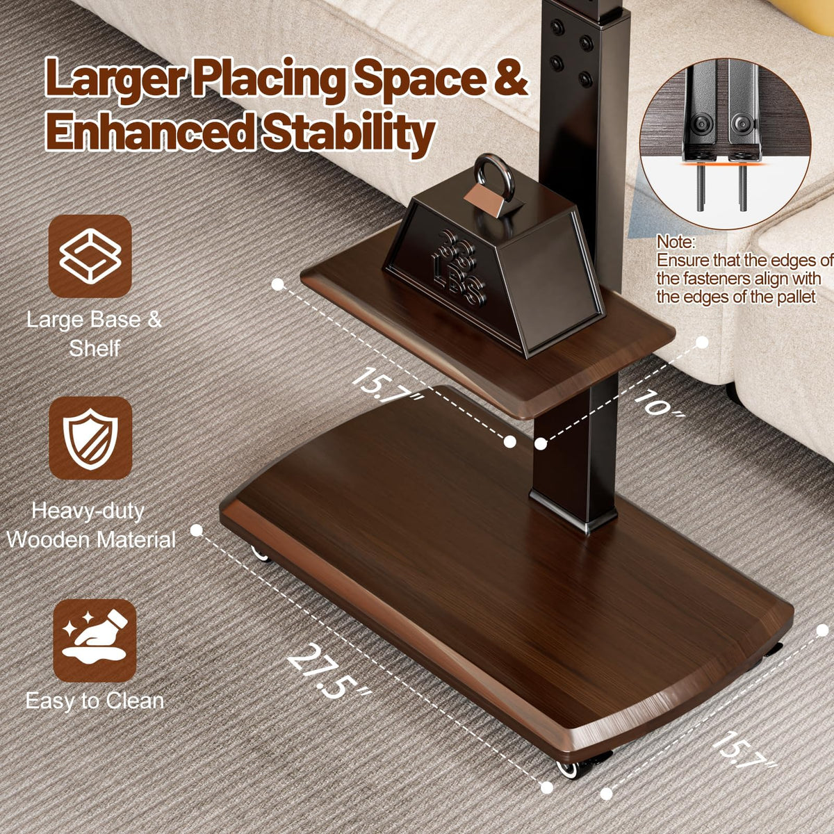 Rolling TV Stand with Power Outlet for 32 to 80 inch TVs E964
