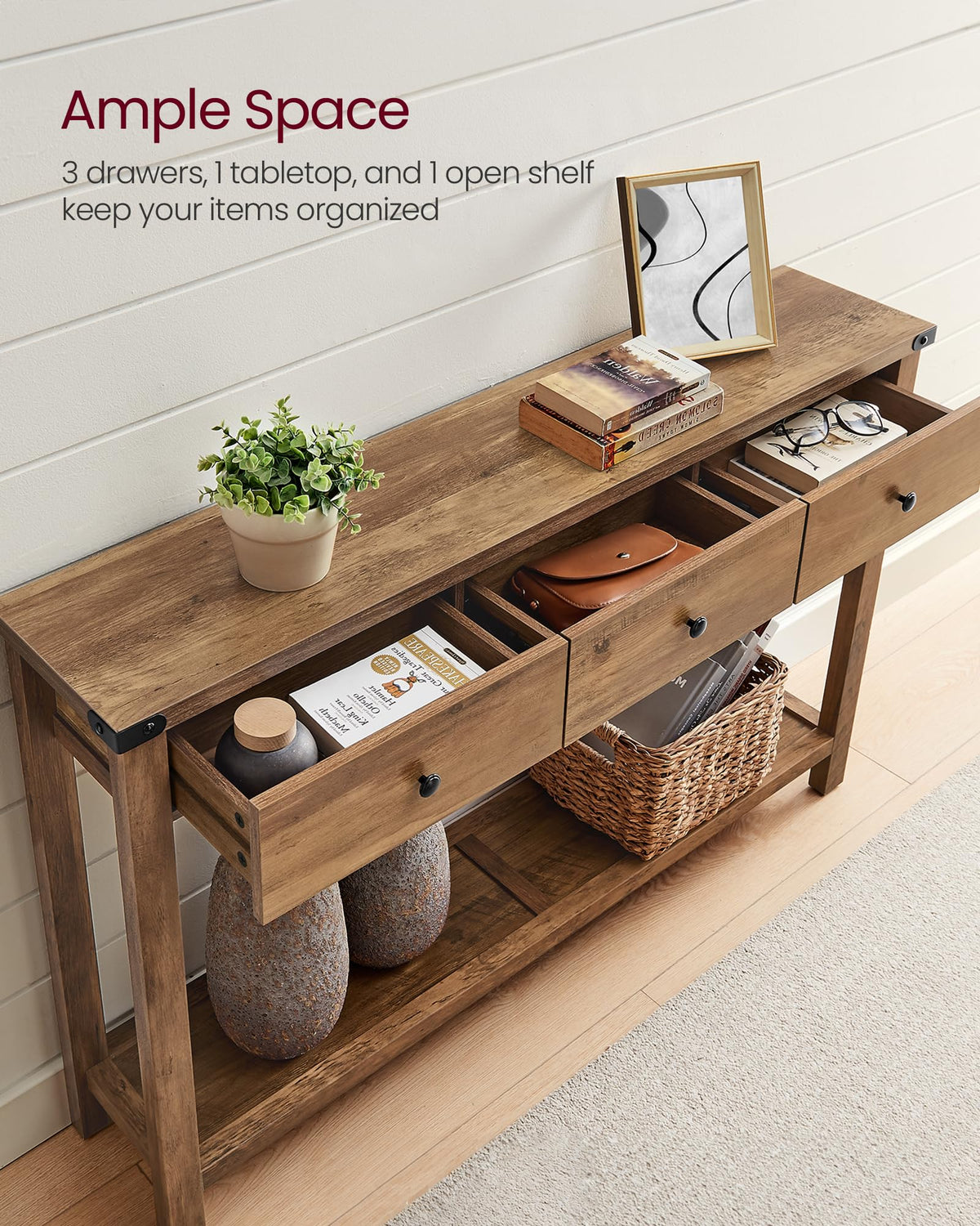 Narrow Console Table with 3 Drawers J826