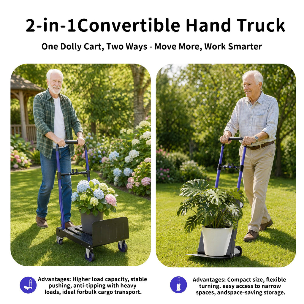3-in-1 Folding Hand Truck 330lbs Portable Dolly Cart with Adjustable Handle K975064
