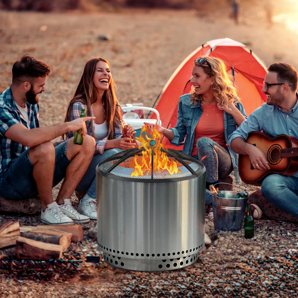 30 Inch Round Fire Pit Screen with Handle & Poker H193860