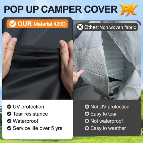12-14 ft Pop Up Camper Cover 7 Layers Oxford Waterproof D584