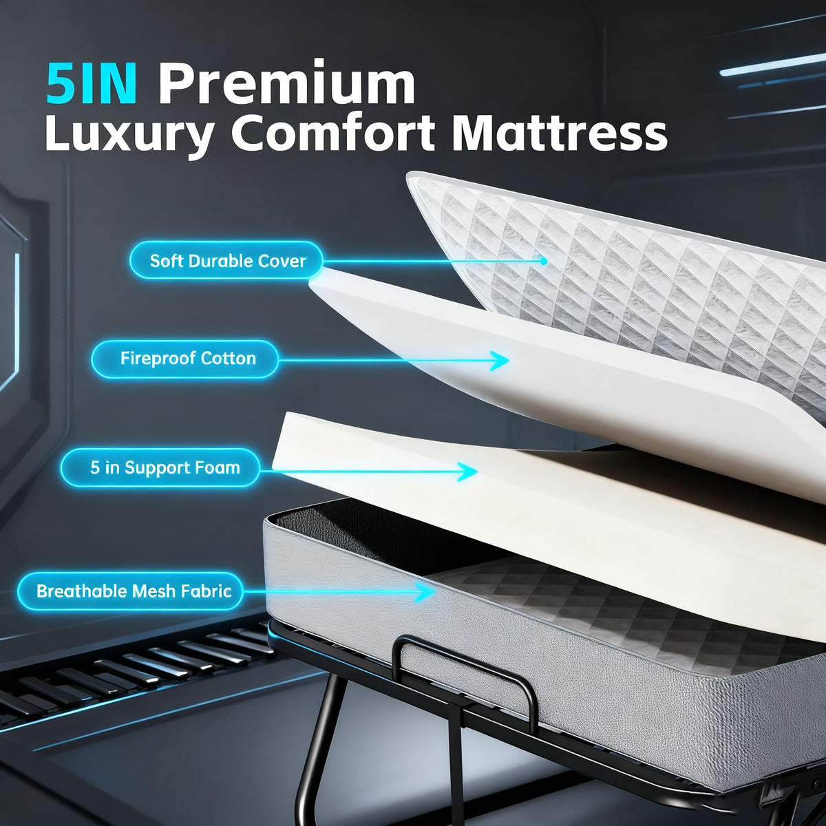 Folding Bed with Mattress P69917
