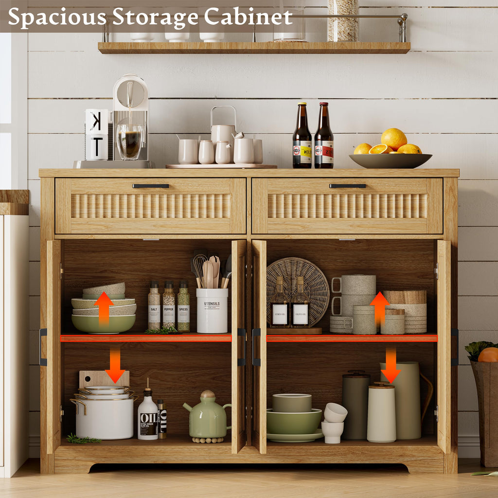 Fluted Buffet Sideboard Cabinet with Drawers O577003