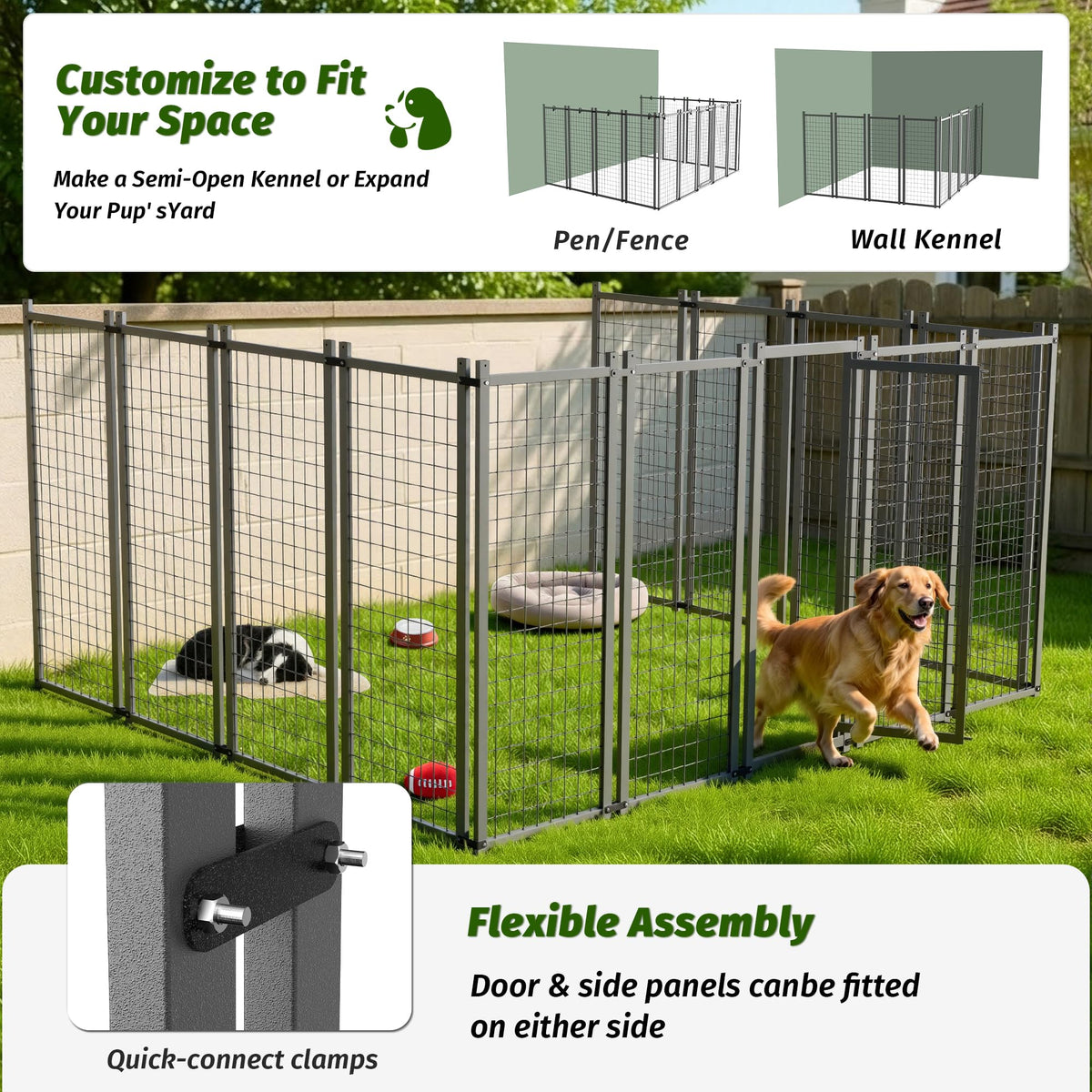 10x10 ft Heavy Duty Outdoor Dog Kennel S7686