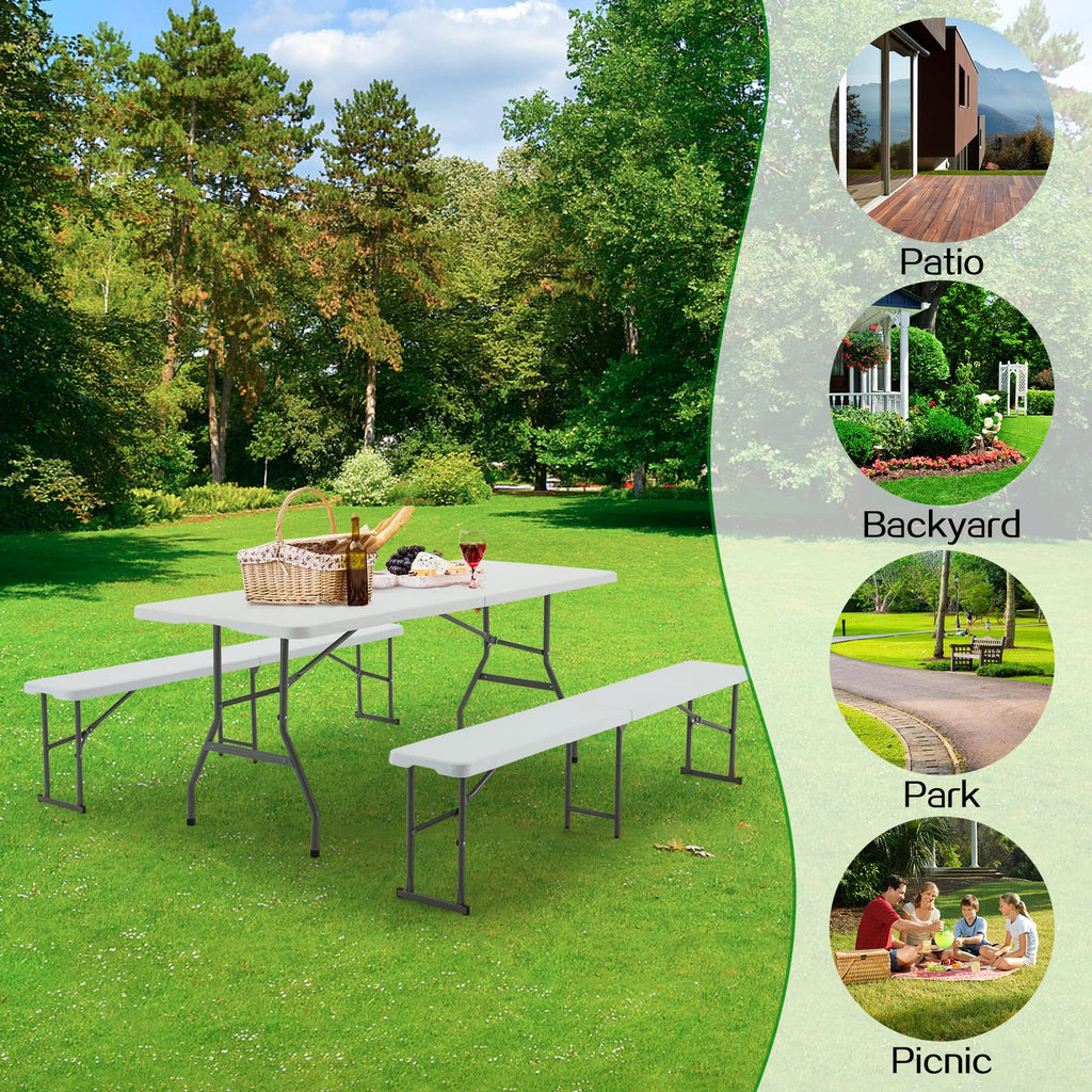 6FT White Plastic Folding Table with Carrying Handle A472