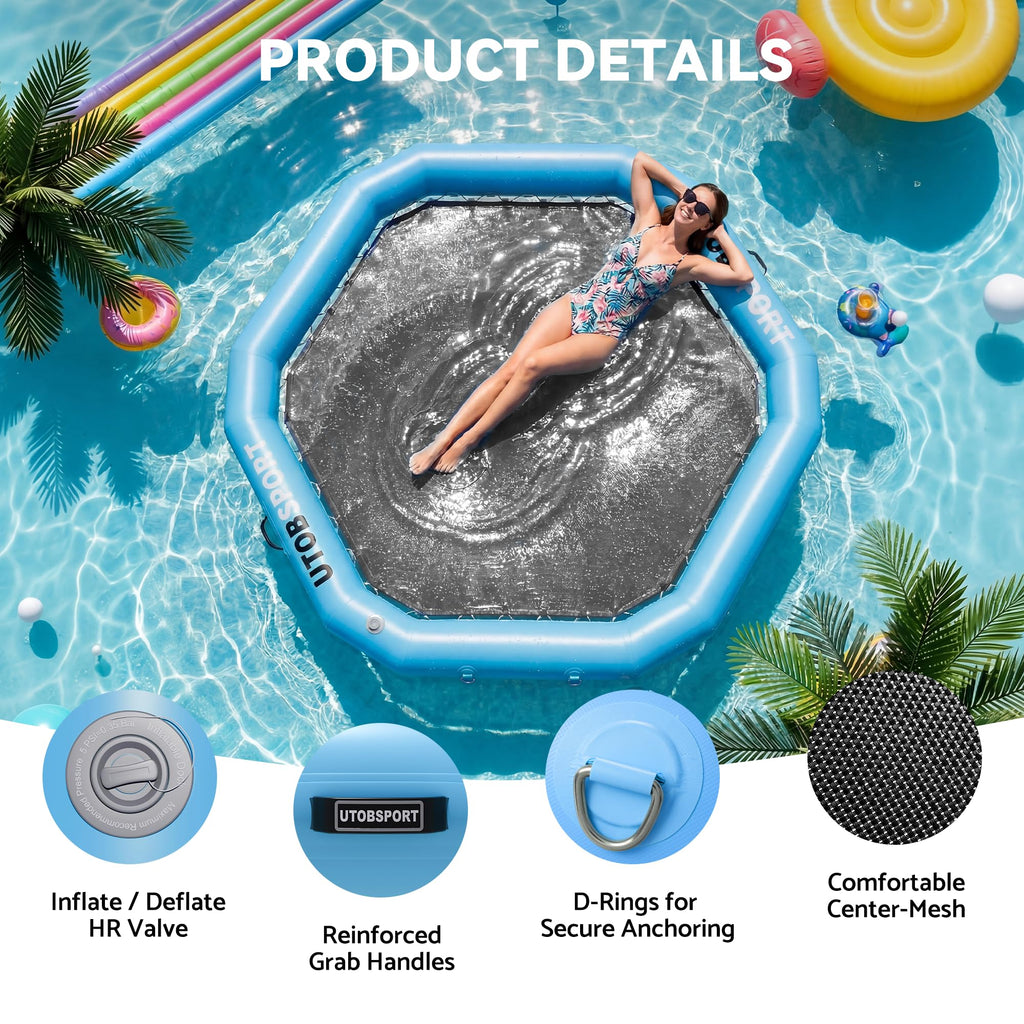 Inflatable Water Hammock Floating Platform with Cupholder D51565