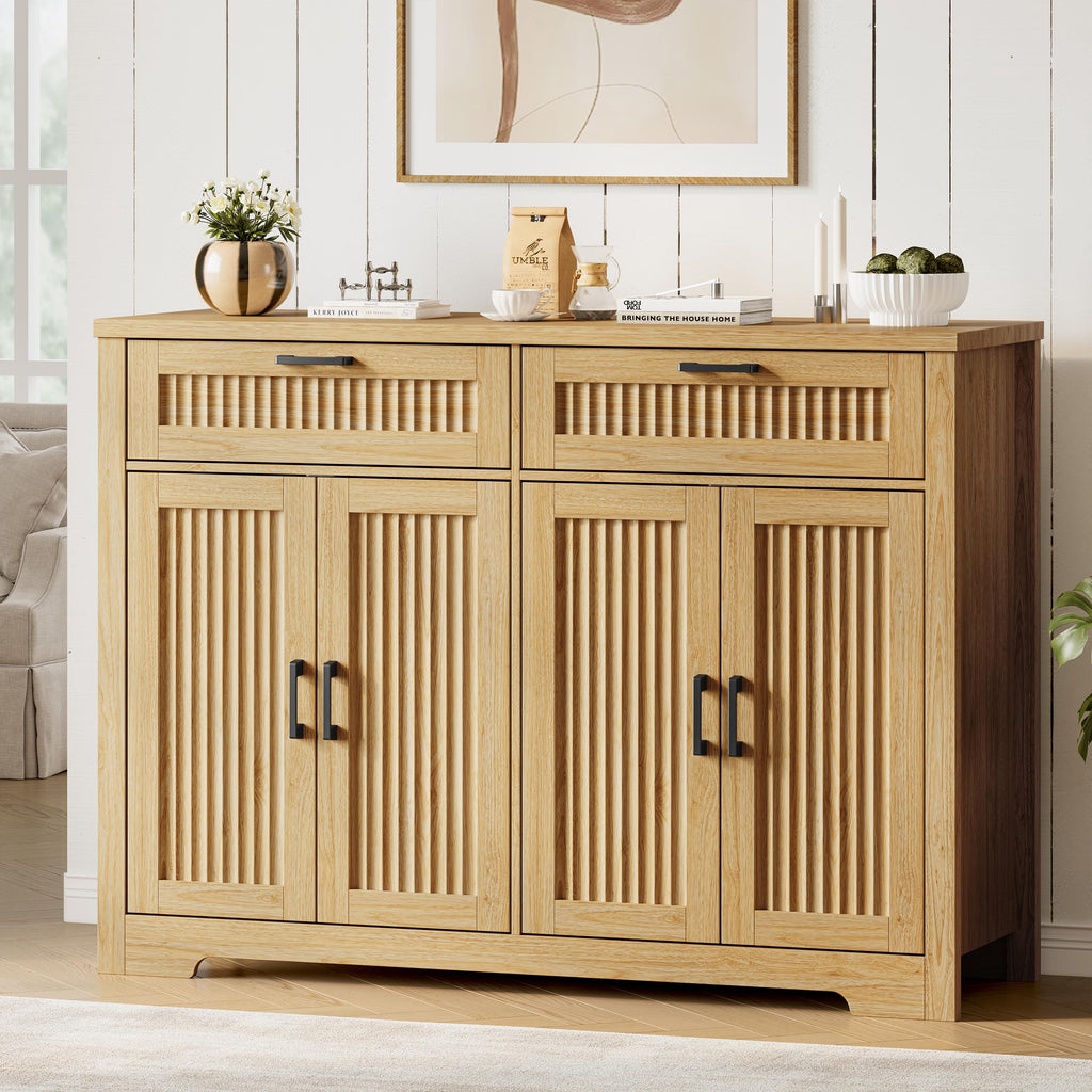 Fluted Buffet Sideboard Cabinet with Drawers O577003