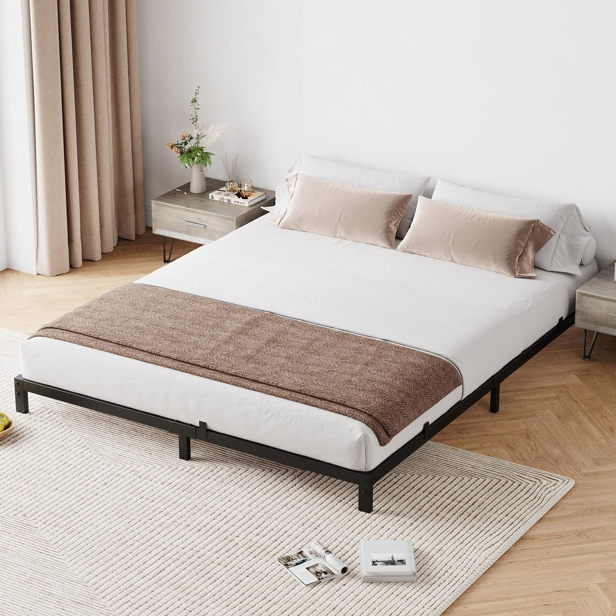 Black Metal Platform Bed Frame W344