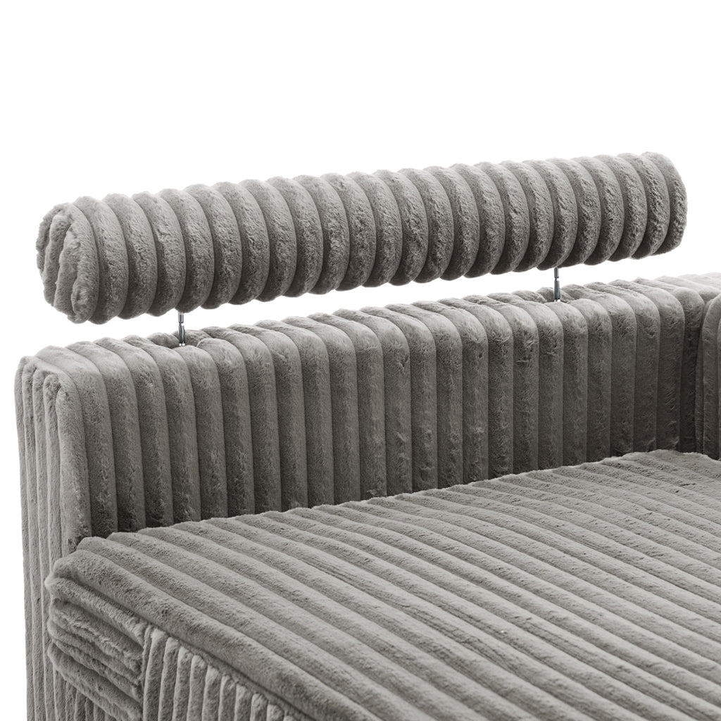 Oversized Faux Fur Upholstered Chaise Lounge Chair with Left Armrest N35668