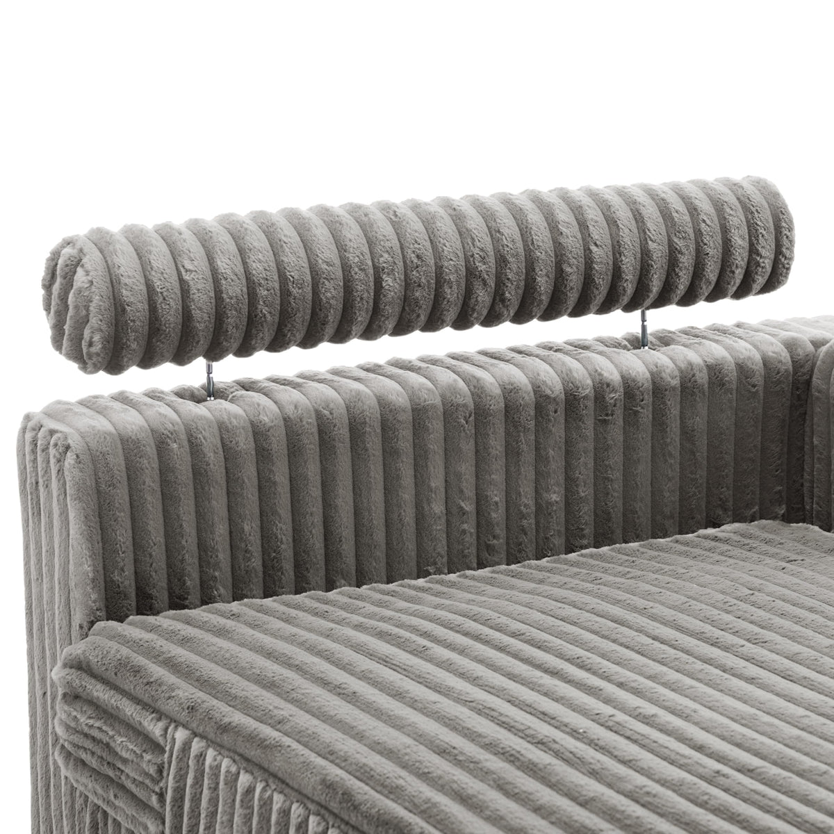Oversized Faux Fur Upholstered Chaise Lounge Chair with Left Armrest N35668