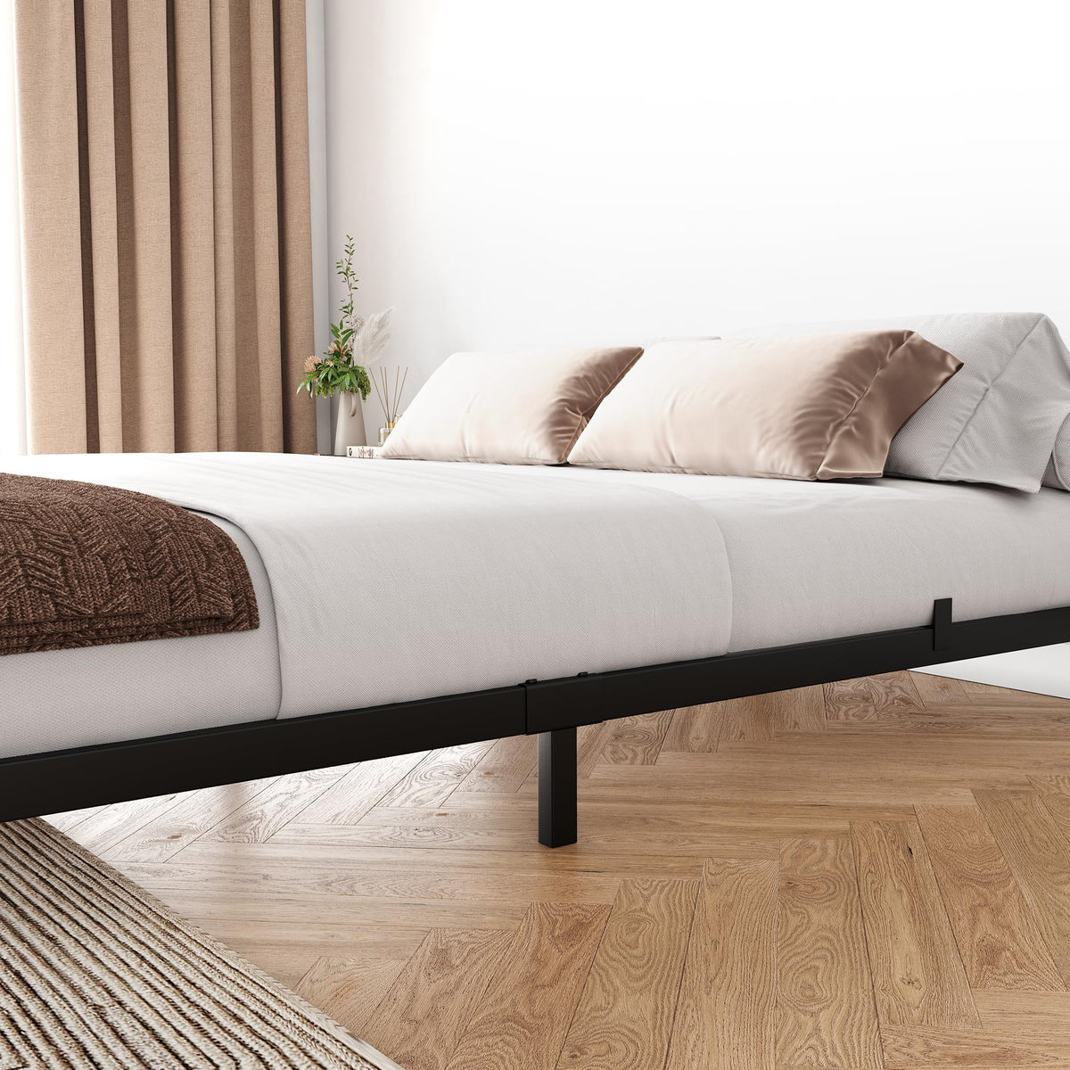 Black Metal Platform Bed Frame W344