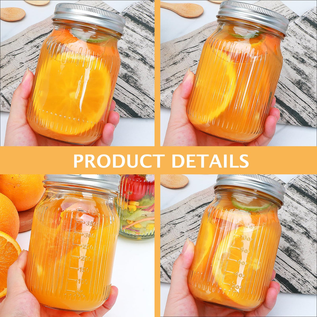 16 Pack 16 oz Mason Jars with Lids W69866